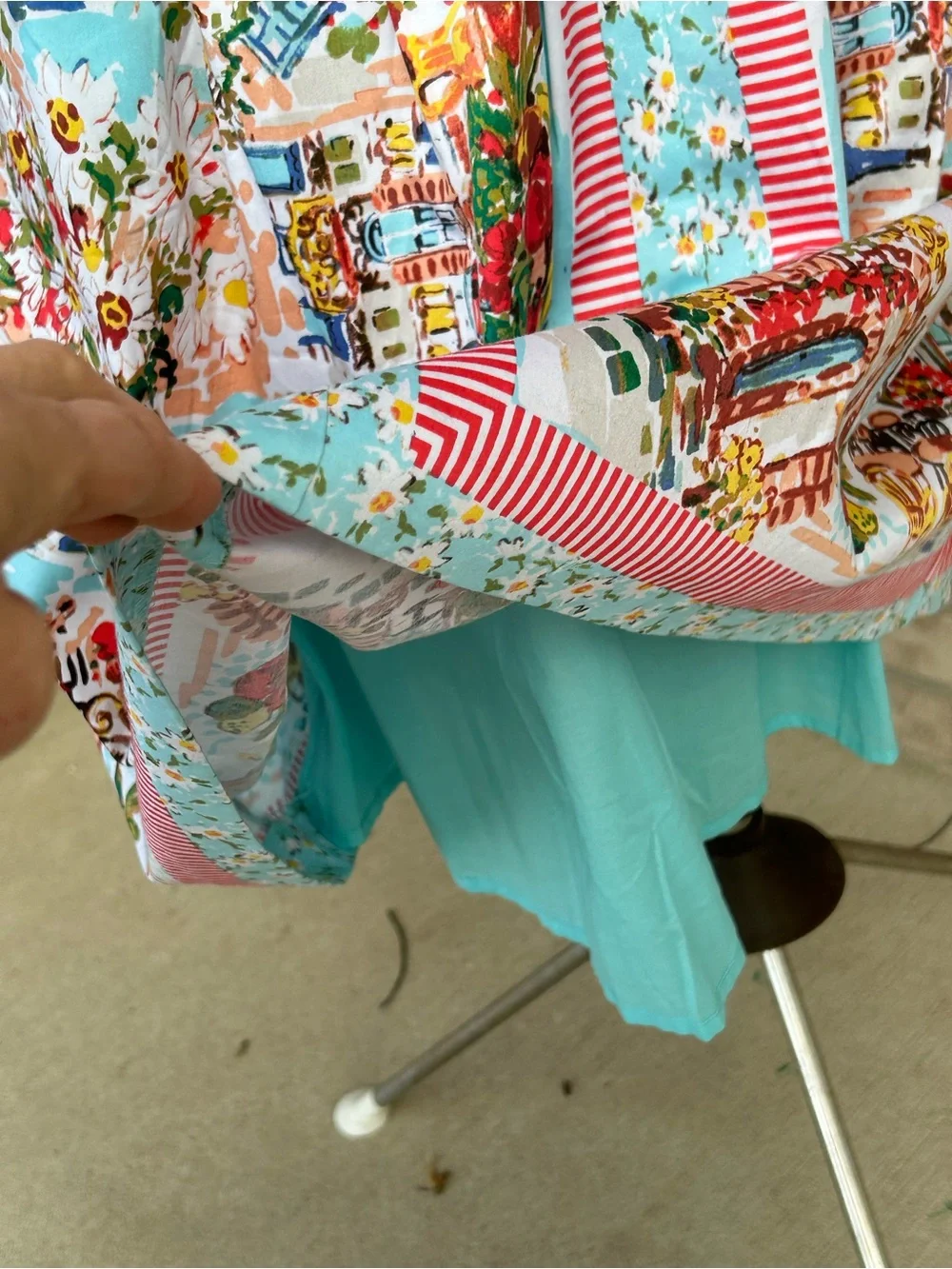 Talbots White Midi Dress with Red & Light Blue Floral Border Print - Picture 4 of 8